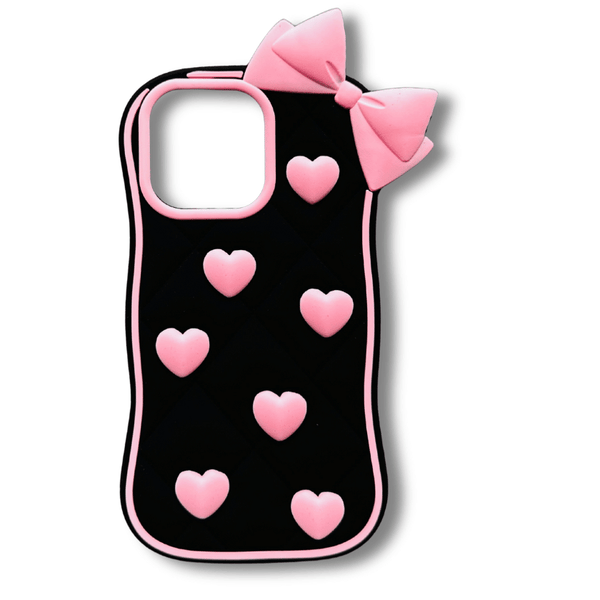 Cute 3D Bow & Heart Silicone iPhone Case