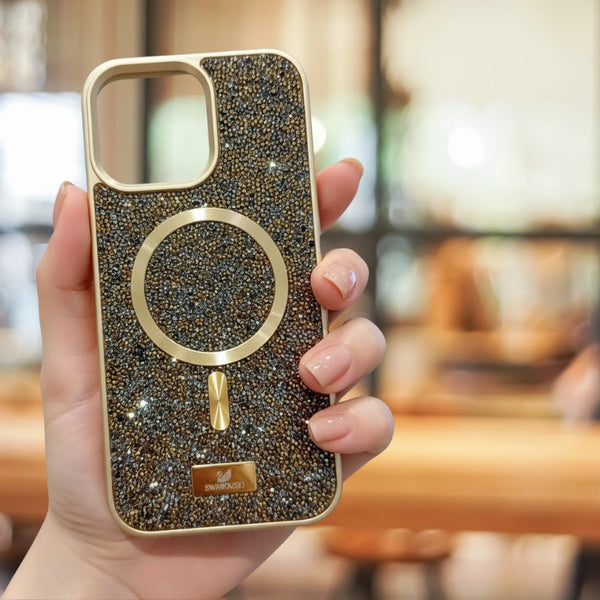 Swarovski Glitter iPhone Case - MagSafe Supported. Desert Titanium       glittery phone case.